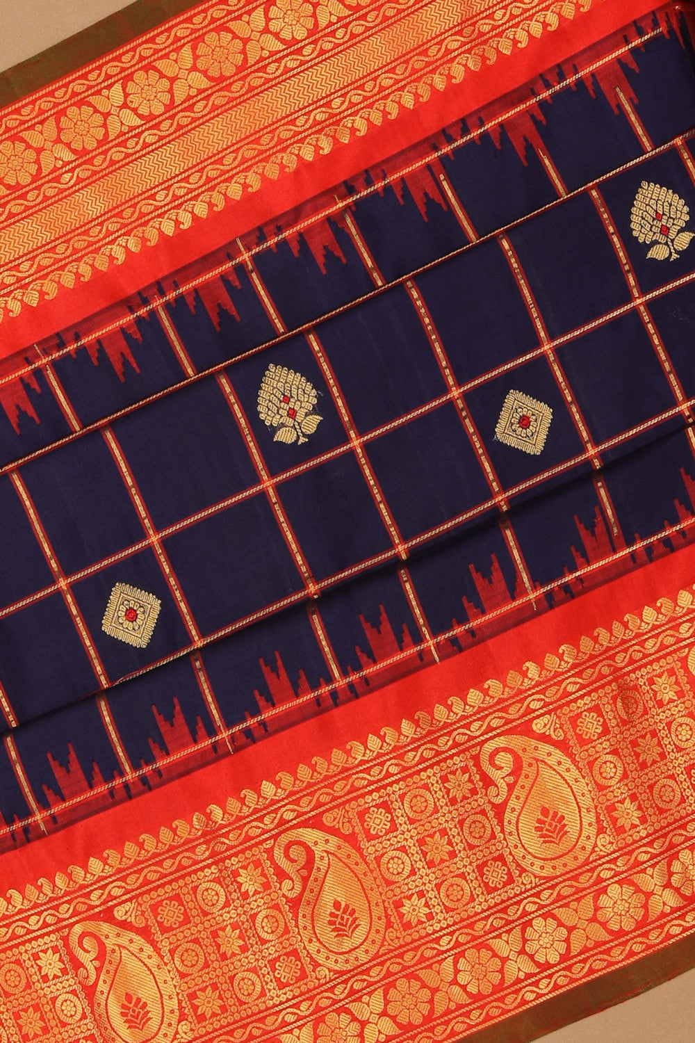 Image of Gadwal Silk Kattam Saree